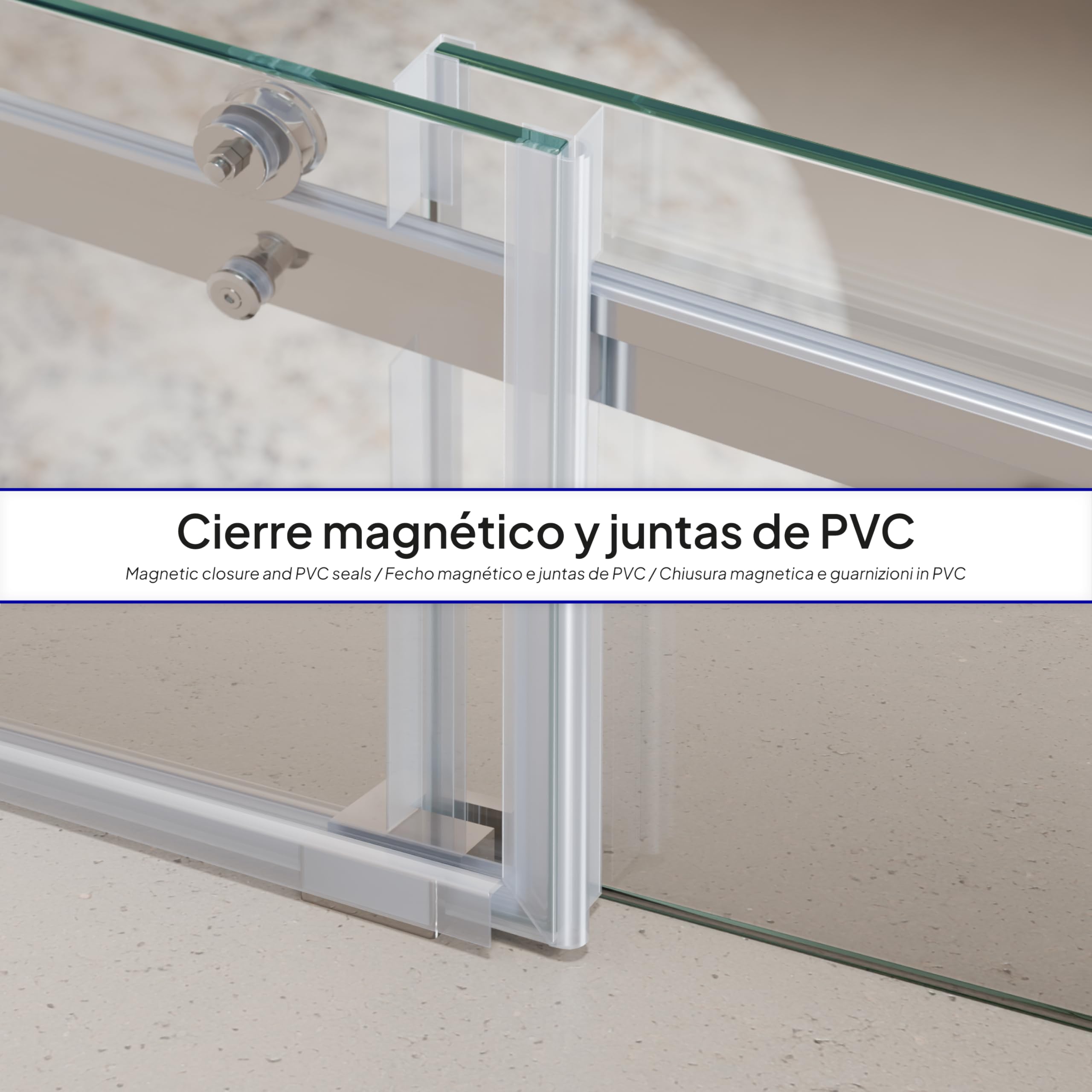 Mampara de Ducha Viola – Puerta Corredera, Cristal ESG 8 mm Transparente (cromo, 120x200 cm)