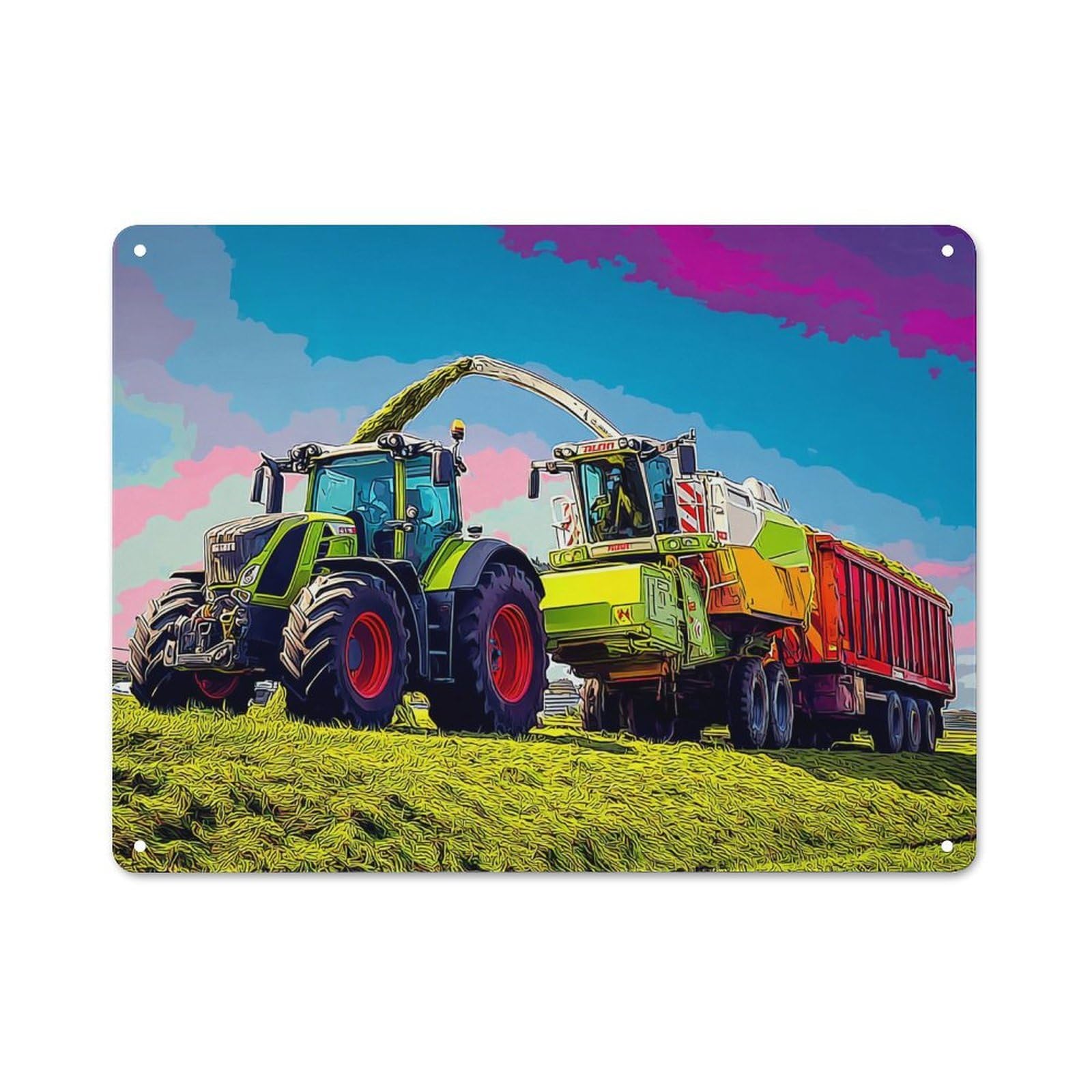 Junmoney Farmland Harvesting Scene Metal Wall Sign With Design 30X40cm, Loft Style Studio Wall Art For Flat, Bar, Studio Or Gallery Wall