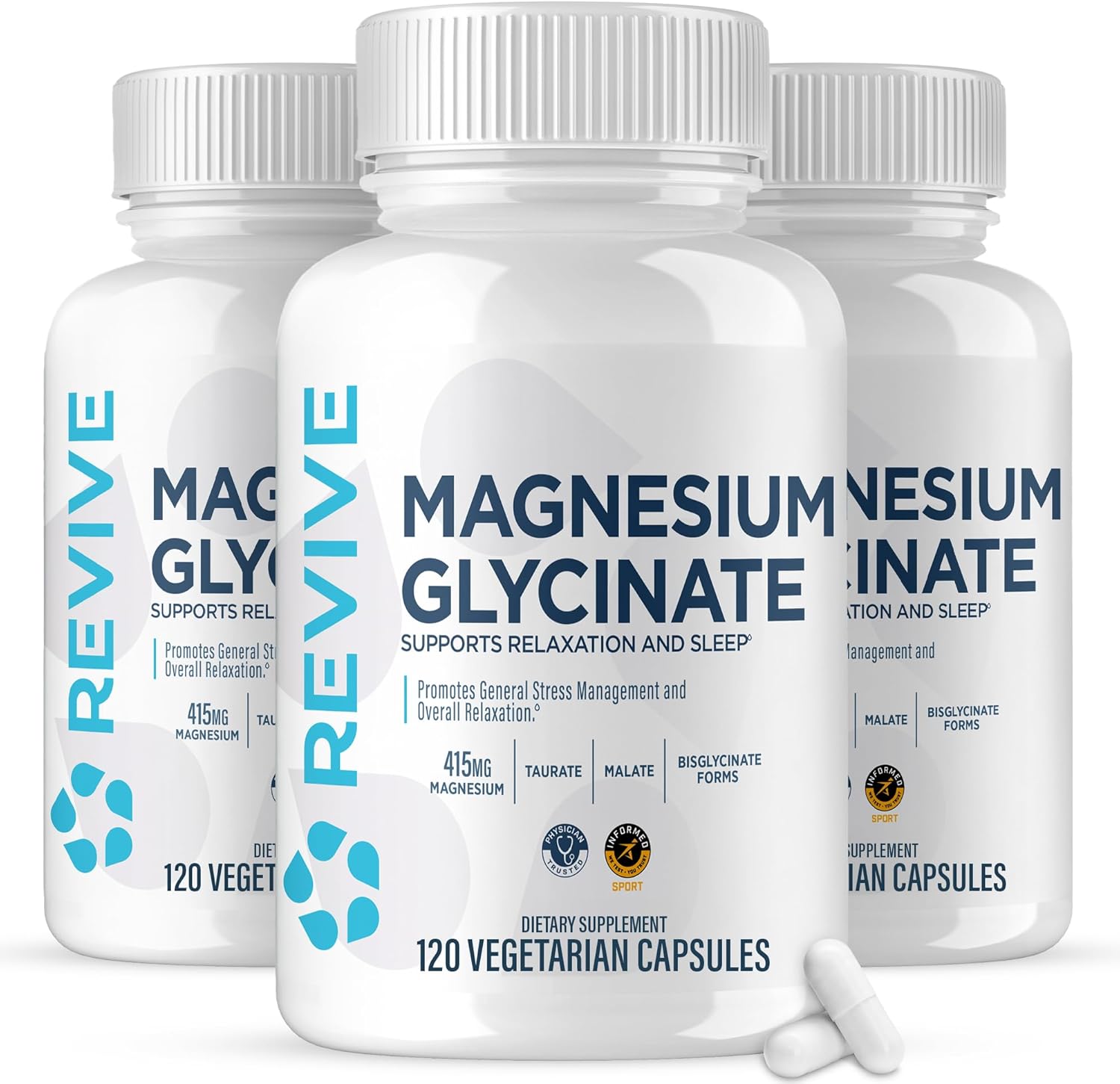 Revive MD Pure Magnesium Glycinate 200mg – High Absorption Supplement for Relaxation, Stress Relief, Sleep & Memory Support – Promotes Strong Bones, Healthy Nerve & Muscle Function (180 Servings)