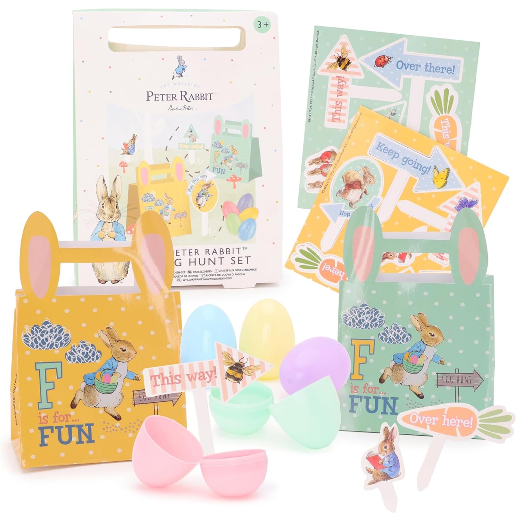 Widdle Gifts Multi Peter Rabbit Easter Egg Hunt Set Fillable Eggs, Signs And Bags Aged 3+ - 9705