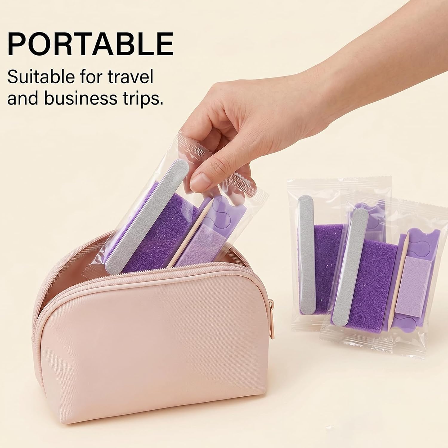 50 Pcs Disposable Pedicure Kit, 5-in-1 Pedicure Supplies for Women, Professional Nail Salon Manicure Set with File, Pumice Pad, Buffer, Toe Separator, Wood Stick, Individually Wrapped for Travel & Hom