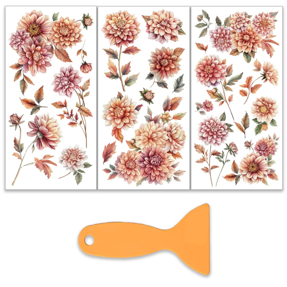 Autocollants de transfert olycraft pour meubles bois et loisirs créatifs motif fleur 15x30cm