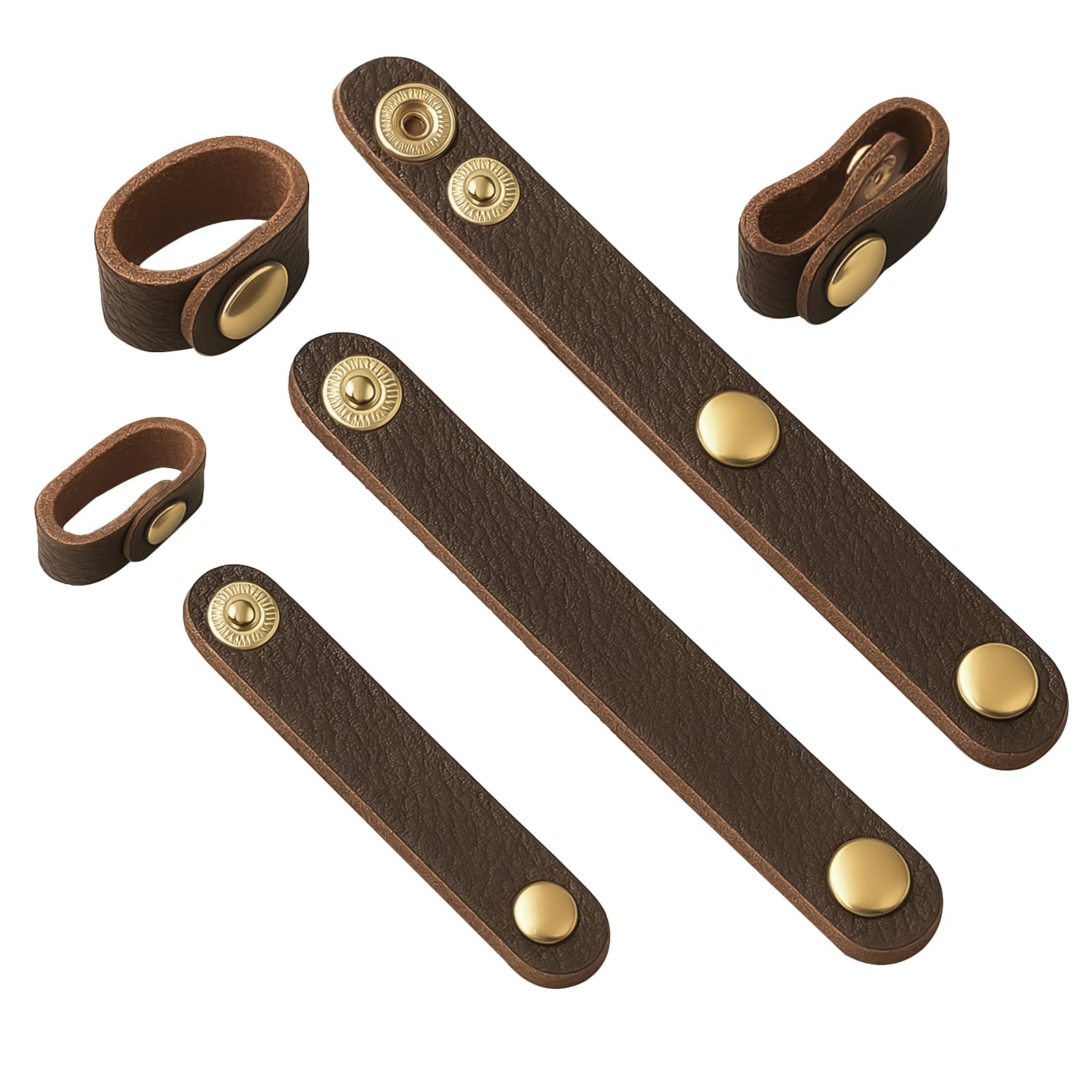 6 PU Leather Handbag Strap Shortener,Bag Protector for Handbag,with Brass Button Handle Wrap Cover for Handbags and Shoulder Bags, Dark Brown, Classic-image-0