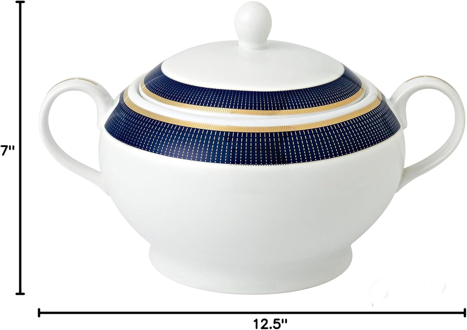 Lorren Home Trends La Luna Collection New Bone China Souptureen and Lid, Midnight Design