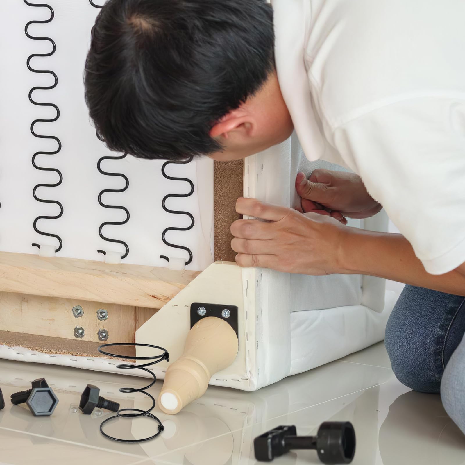 Sosoport 8 Stück Spiralfedern für Stühle und Matratzen aus Stahl mit Hoher Elastizität und Einfacher Installation für Möbelreparatur im Büro und Zuhause in Schwarz