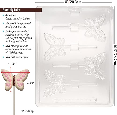 Miniatura 2 de Cybrtrayd Molde de caramelo de chocolate animal de mariposa Lolly con kit de suministro de piruletas