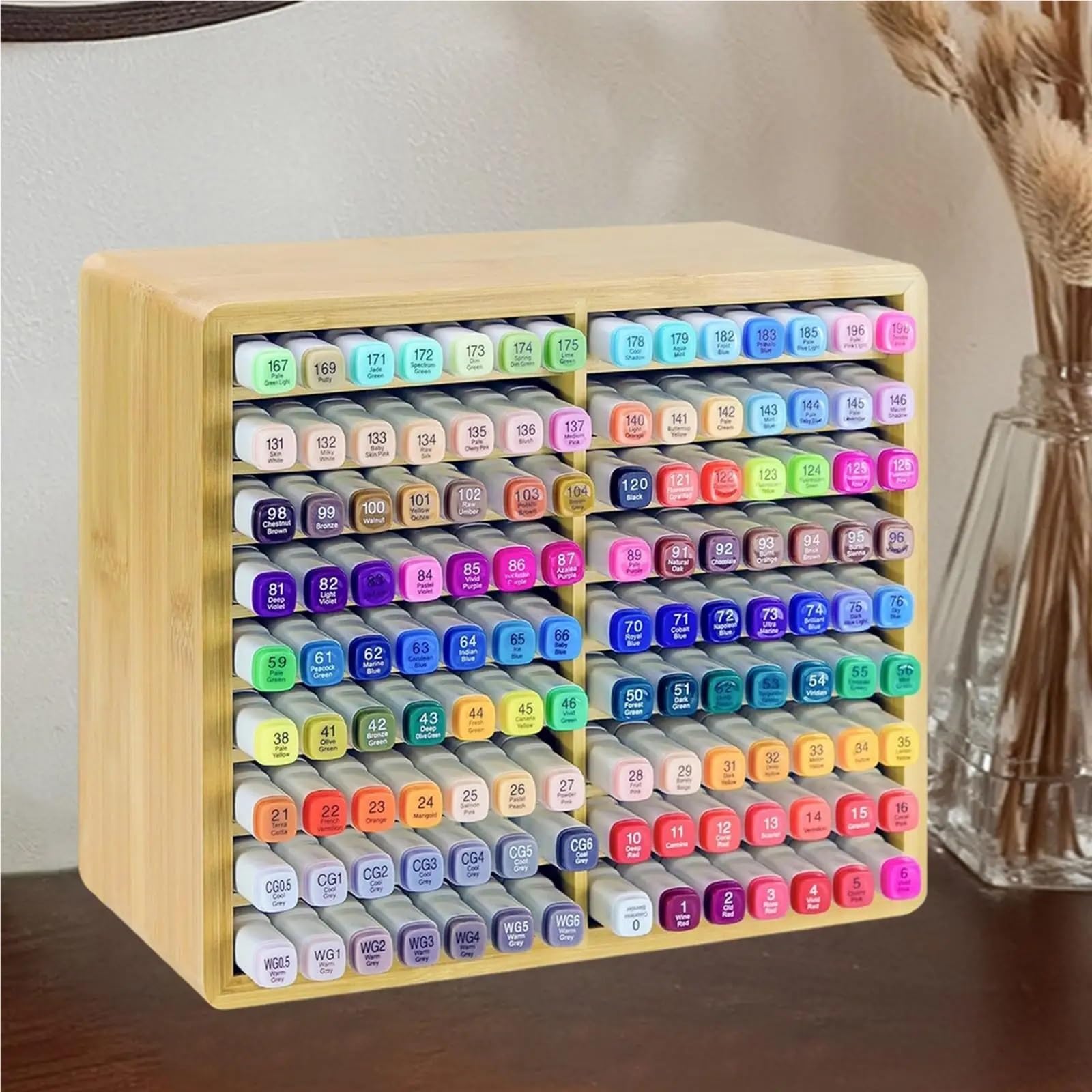 Bambus-Stifthalter Art Marker Organizer, tragbarer Pinsel-Aufbewahrungshalter for Klassenzimmer, Heimregale