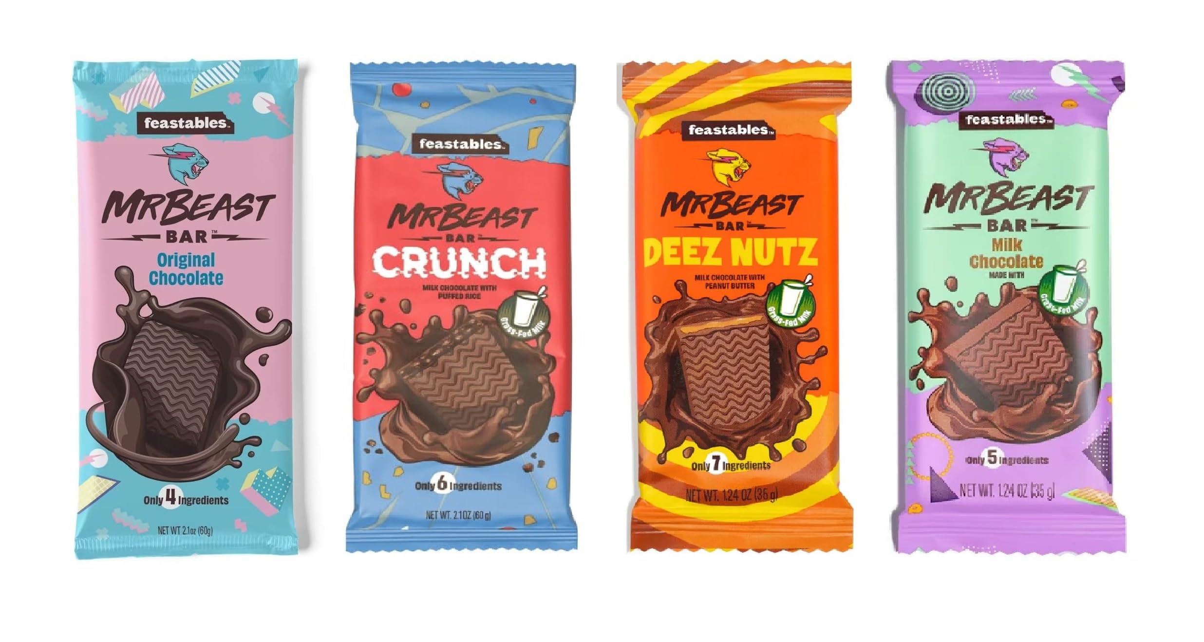 Mr. Beast Varity Pack Delicious Chocolate Bar (Original Chocolate Bar, Crunch Milk Chocolate Bar, Deez Nutz Milk Chocolate Bar, Milk Chocolate Bar) Each 60gm (Pack Of 4) (B0CK5MJZN8) Amazon Price History, Amazon Price Tracker