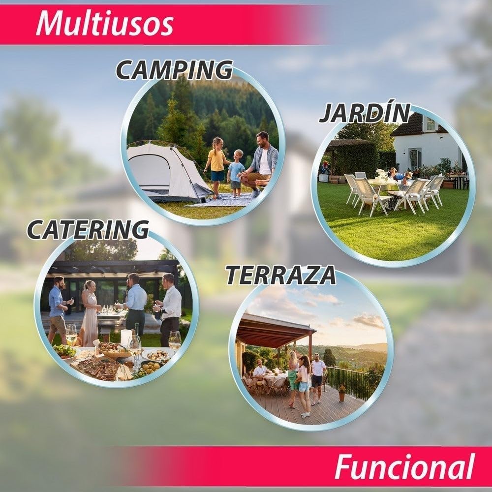 LOLAhome Mesa Plegable, de Acero Anticorrosión y HDPE (De Ø 80x74 cm) | Resistente, fácil Transporte, fácil Montaje | Ideal Acampadas, Picnic, Catering, Jardín, Terraza