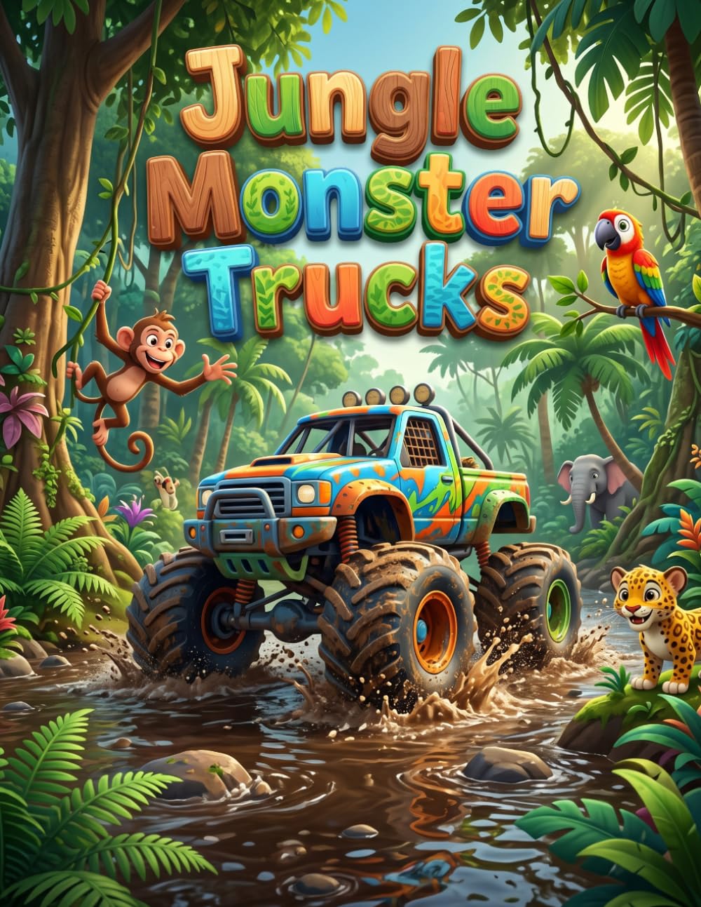 Jungle Monster Trucks: A Fun Off Road Coloring Adventure for Kids