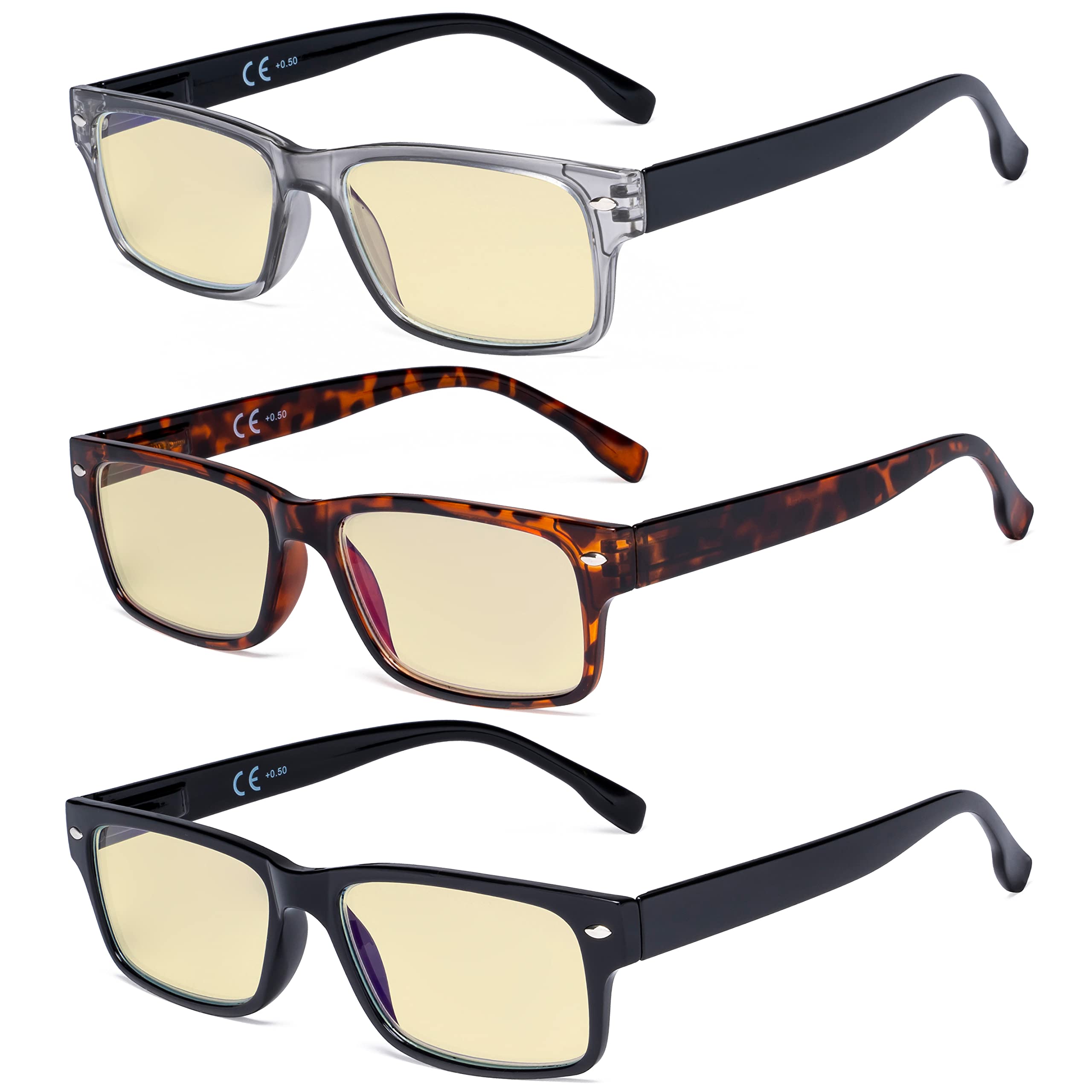 Eyekepper 3-Pack Readers Stylish Spring Hinges Reading Glasses Included 2 Computer Glasses