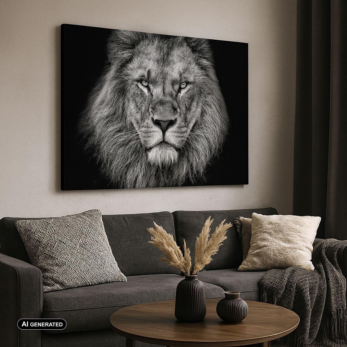 Cuadros Decoracion Salon Retrato León Blanco Y Negro Lienzos decorativos 120x80cm Cuadro Sobre Lienzo Moderno Dormitorio Cocina Cuadros Pared Imágenes Wall Art Prints Decor Grande XXL AA120x80-4494