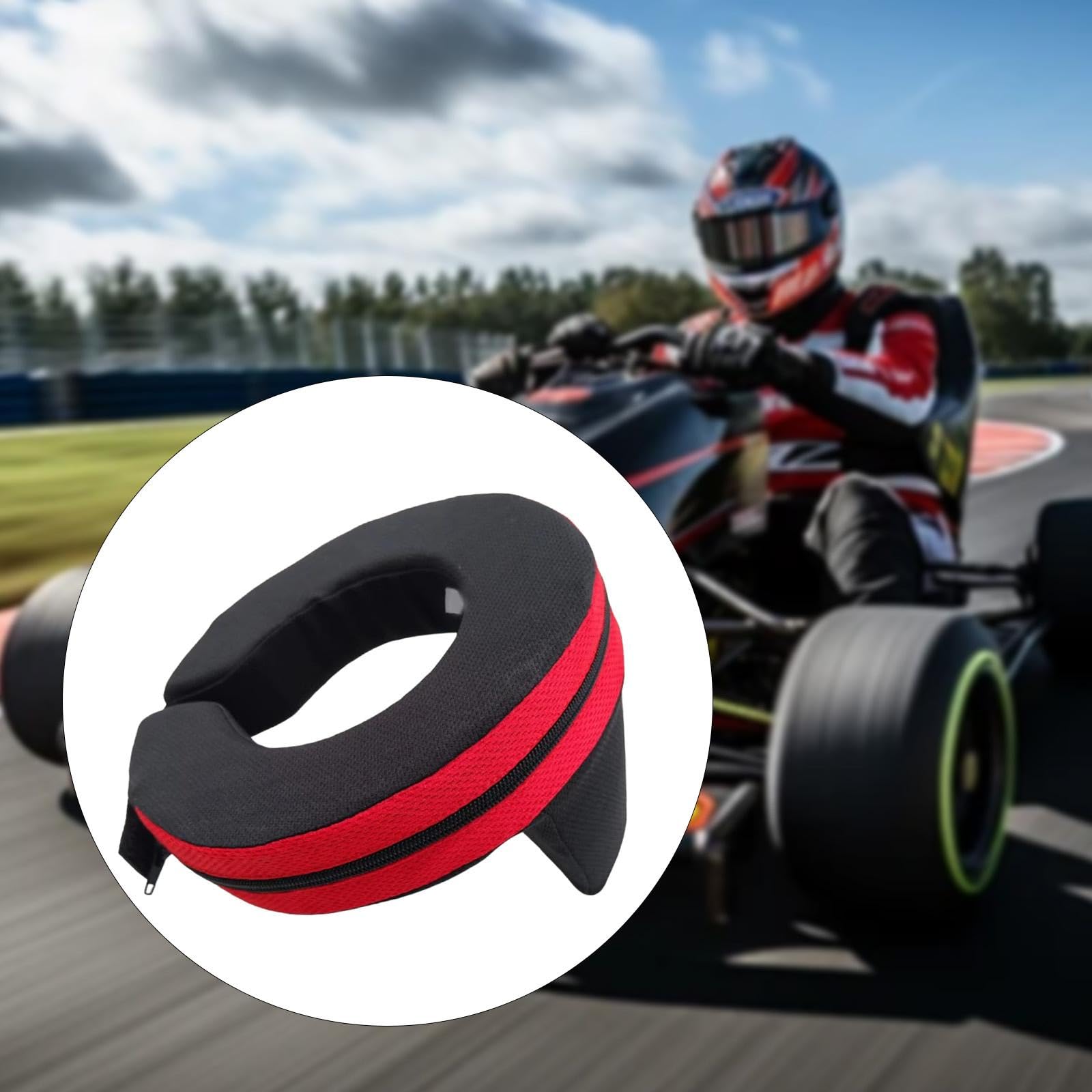 Collare Protettivo per Kart Tutore Da Corsa Protezione Dagli Urti Rinforzo Collo Supporto Traspirante con Design Ergonomico Adatto per di Tutt, Adulto Rosso