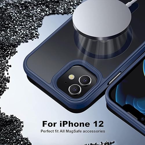 Miniatura 4 de Funda magnética para iPhone 12 y iPhone 12 Pro probada contra caídas de grado de 10 pies y compatible con MagSafe, parte trasera mate transparente