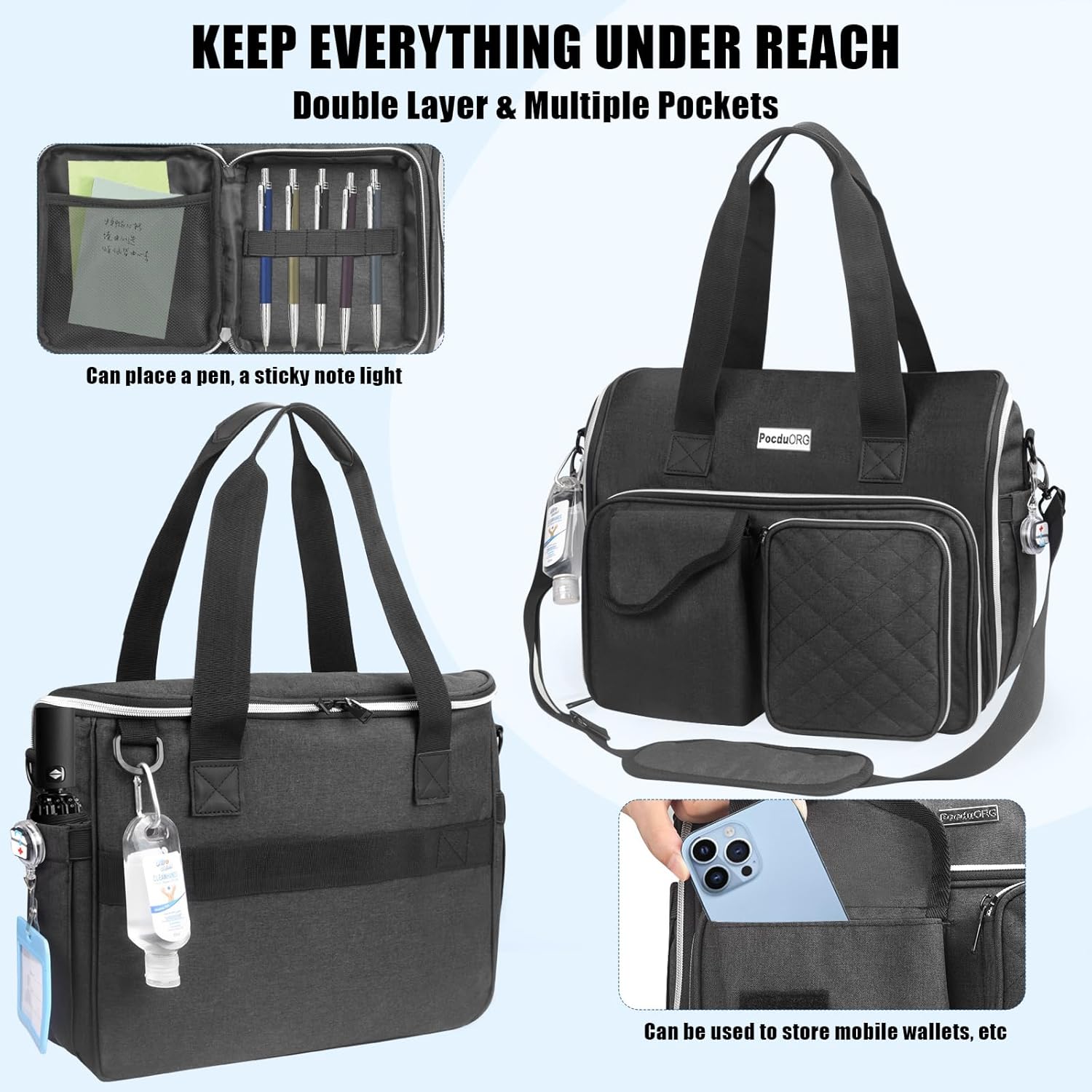 Professional Tote for Women 14" Laptop Bag - Teacher Nurse Work Bag Lay-Flat, Office College Commuting, Craft Organizer Bag