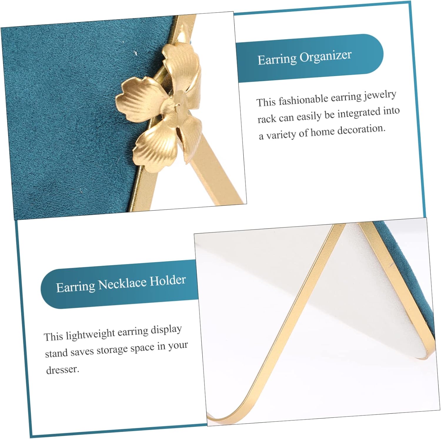 Nordic Style Jewelry Display Tray with Earring and Necklace Holder Lightweight Alloy Storage Rack for Scratch Resistant Organization Elegant Multi Use Stand for Dresser