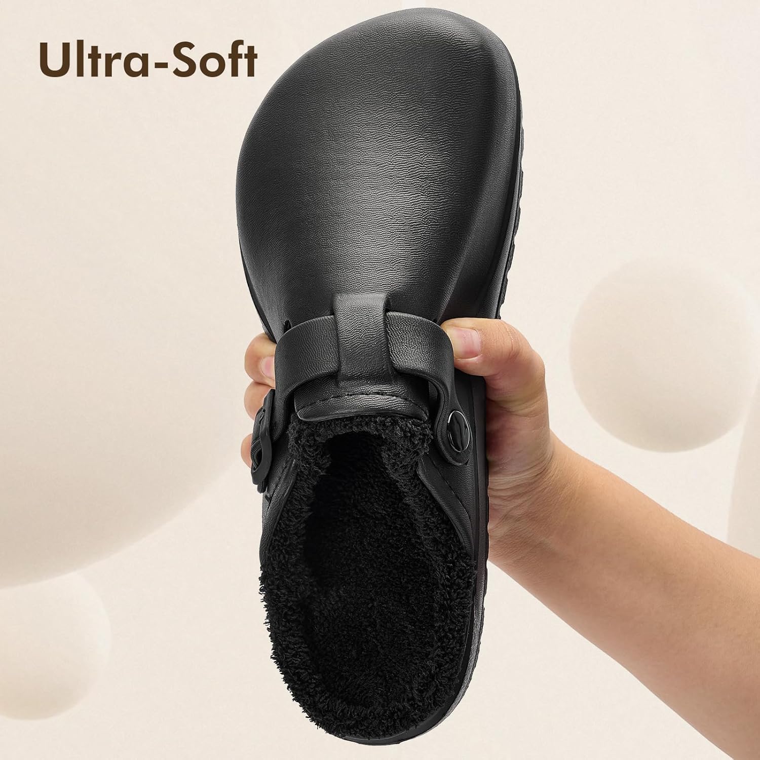 UPSOLO Womens Clogs Winter Mules Slip on Nurse Shoes Work Garden Slippers with Cotton Lined - Image 2