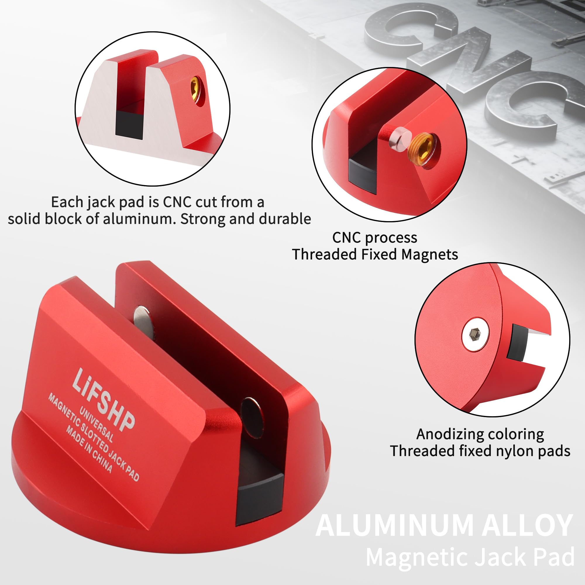 LIFSHP Aluminum Magnetic Jack Pad - Protect Pinch Weld -2 LIFSHP Aluminum Magnetic Jack Pad - Protect Pinch Weld -2