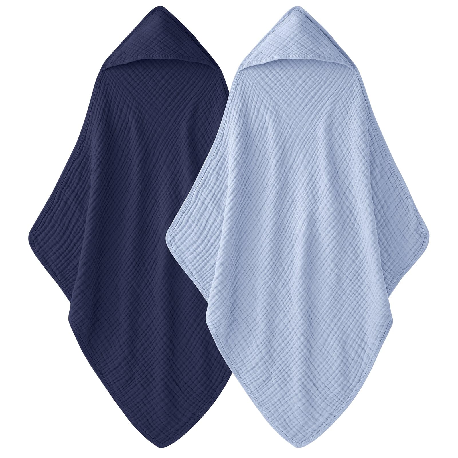 Hooded Baby Towels for Newborn - 2 Pack 100 Muslin Cotton Baby Bath Towels with Hood Soft and