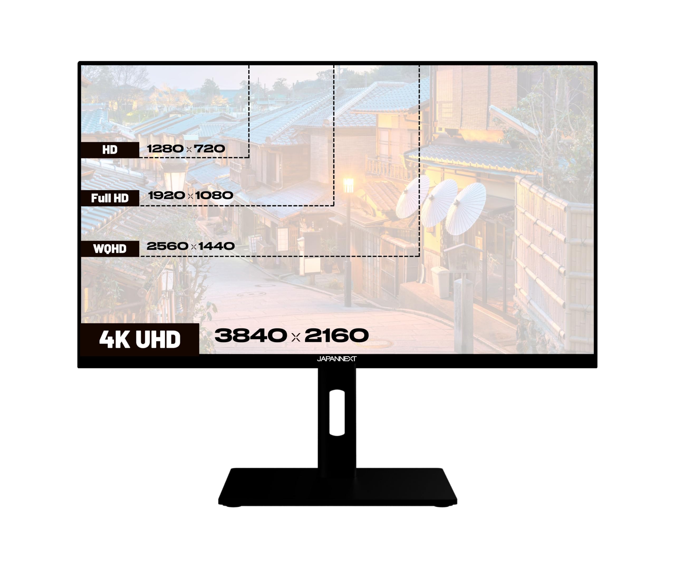 JapanNext Monitor 27" IPS 4K UHD (3840x2160) | HDR | Inclinazione Regolabile | Altoparlanti Integrati | DP(x1) HDMI(x2) | sRGB 100% | G-Sync/FreeSync | JN-IPS2709UHDR