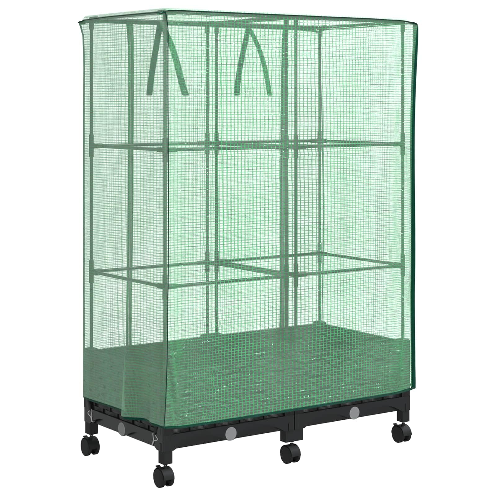 Gartenplanter mit Gewächshausabdeckung und Rädern 2 STK. PP