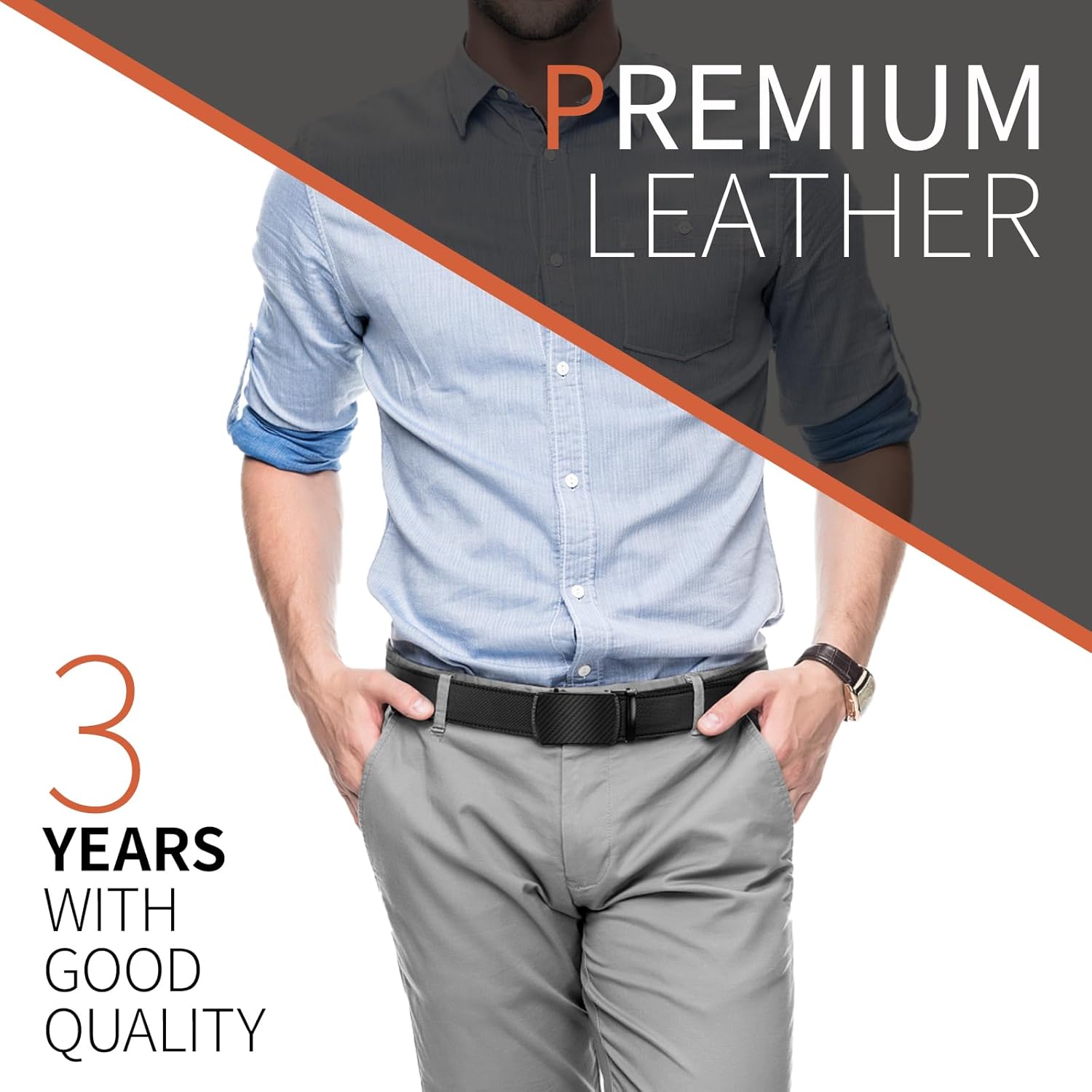 Zitahli Ratchet Belt for Men - 2 Packs Leather Mens belt For Gift Men Dress and Casual,Trim to Fit - Image 5