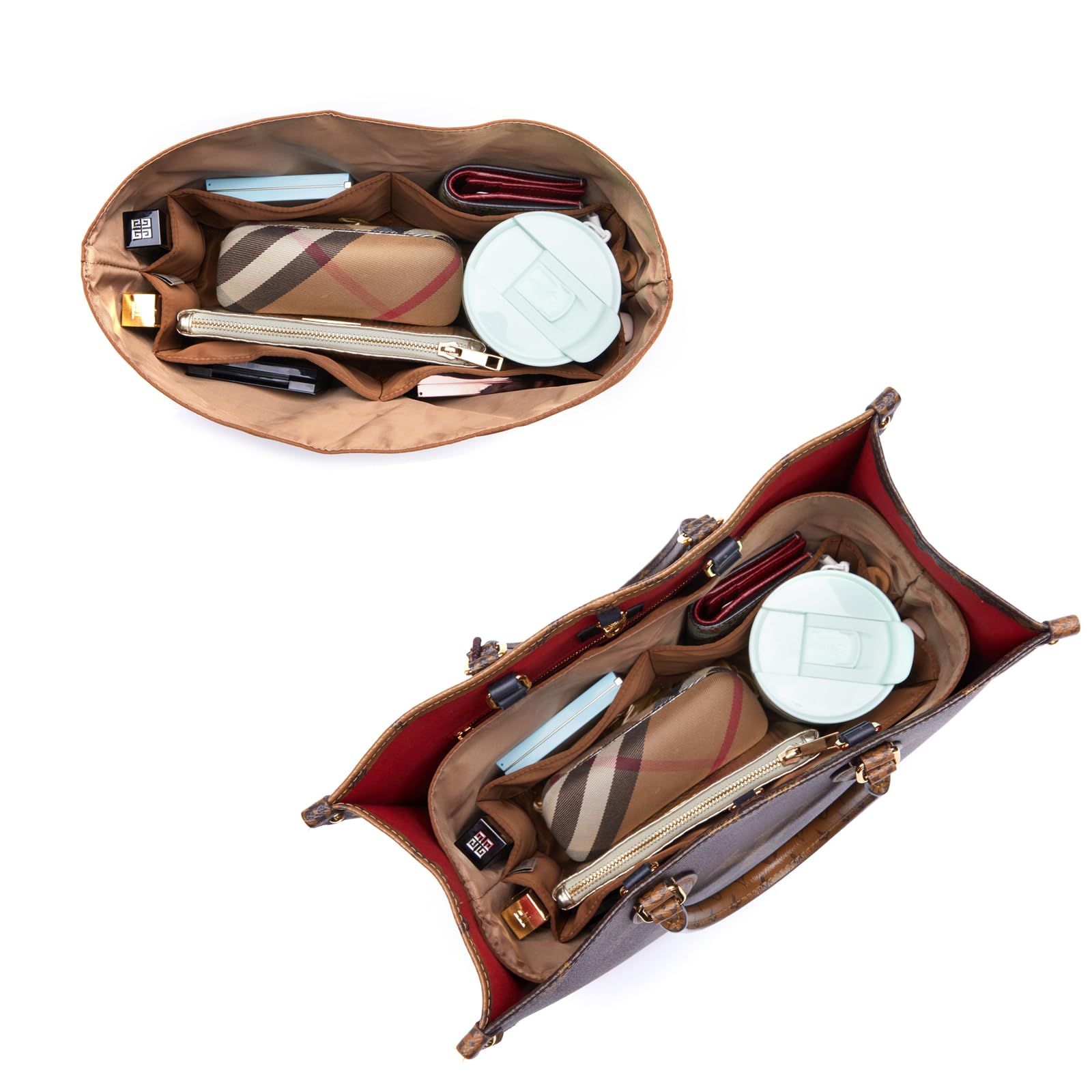 Organizador impermeable para bolso LV On The Go (marrón, grande, GM)