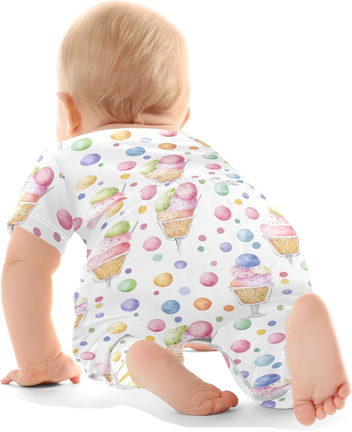 vvfelixl Baby Clothes Colorful Ice Cream Baby Bodysuits Set Unisex Short Sleeve Babys Pants Sets 0-3M
