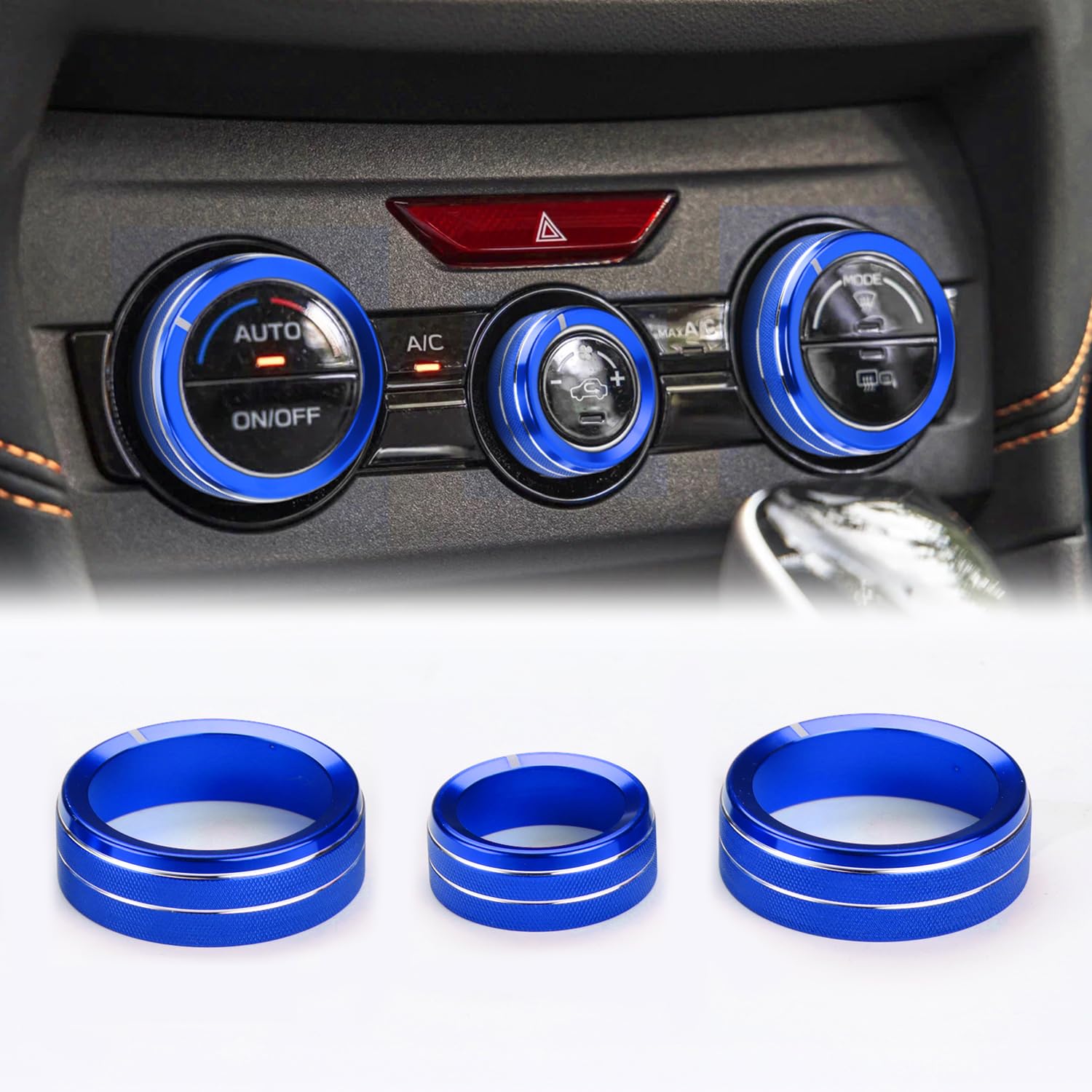 Auovo AC Knob Cover Accessories for Subaru Forester 2019-2024 / Crosstrek 2018-2023 / Impreza 2017-2023 Car Interior Trim AC Climate Control Knob Ring Air Condition Switch Trims (Dark Blue)