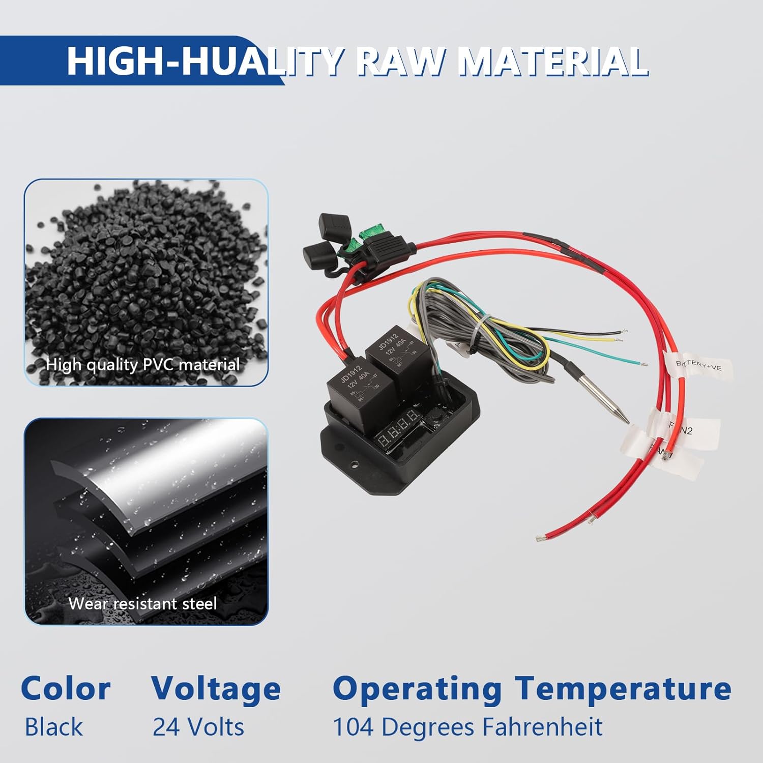 Digital Radiator Fans Controller Switch Kit with Adjustable Temperature Range Range 12V 24V Digital Electric Thermatic Dual Electric Fan Switch Kit Replace #0444