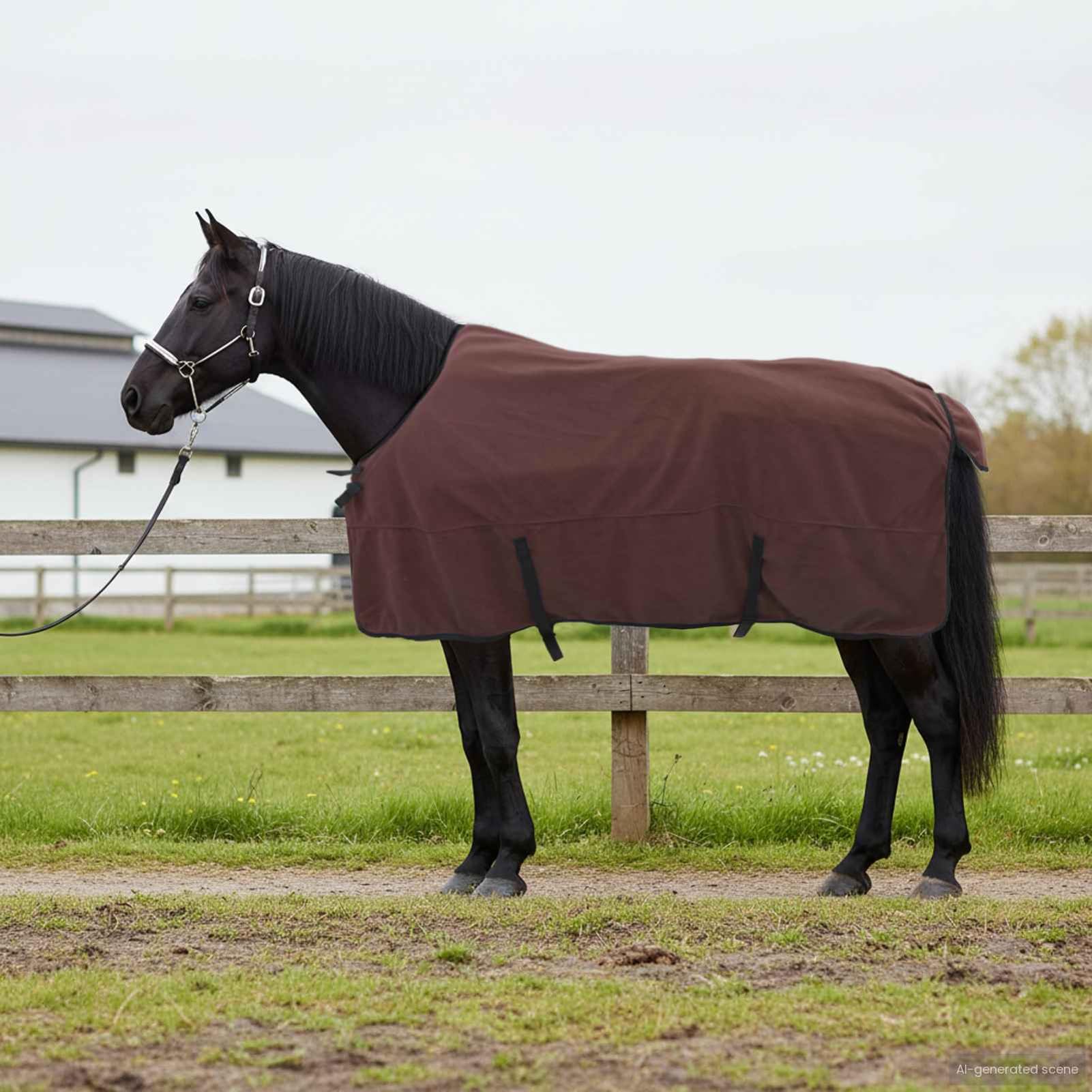 Gecheer Coperta Cavallo Invernale, Termica Impermeabile Traspirante Poliestere 215x243 cm, Coperta Equestre Regolabile Lavabile per Protezione Freddo e Vento