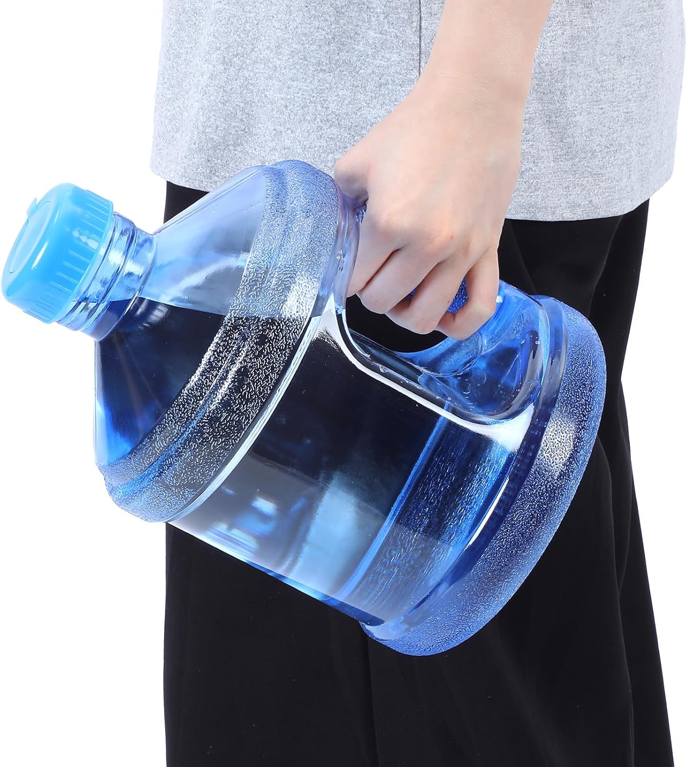 2 Pack Water Bottle 0.8 Gallon Round Plastic Water Jug with Handle - Reusable Leak-Proof Blue Jug for Gym, Sports, Office, Camping&Outdoor Use image 5