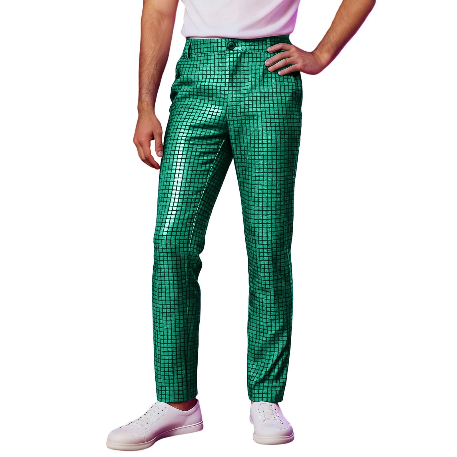 Men's Sparkly Sequin Trousers Disco Hip Hop Dance Flared Pants Glitter Carnival Performance Costume Fashion Clothes