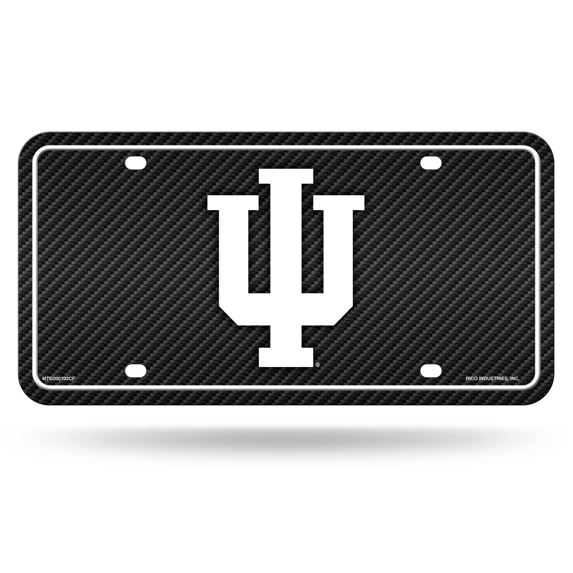 Rico Industries NCAA Indiana Hoosiers Carbon Fiber Metal Auto Tag 8.5" x 11" - Great for Truck/Car/SUV