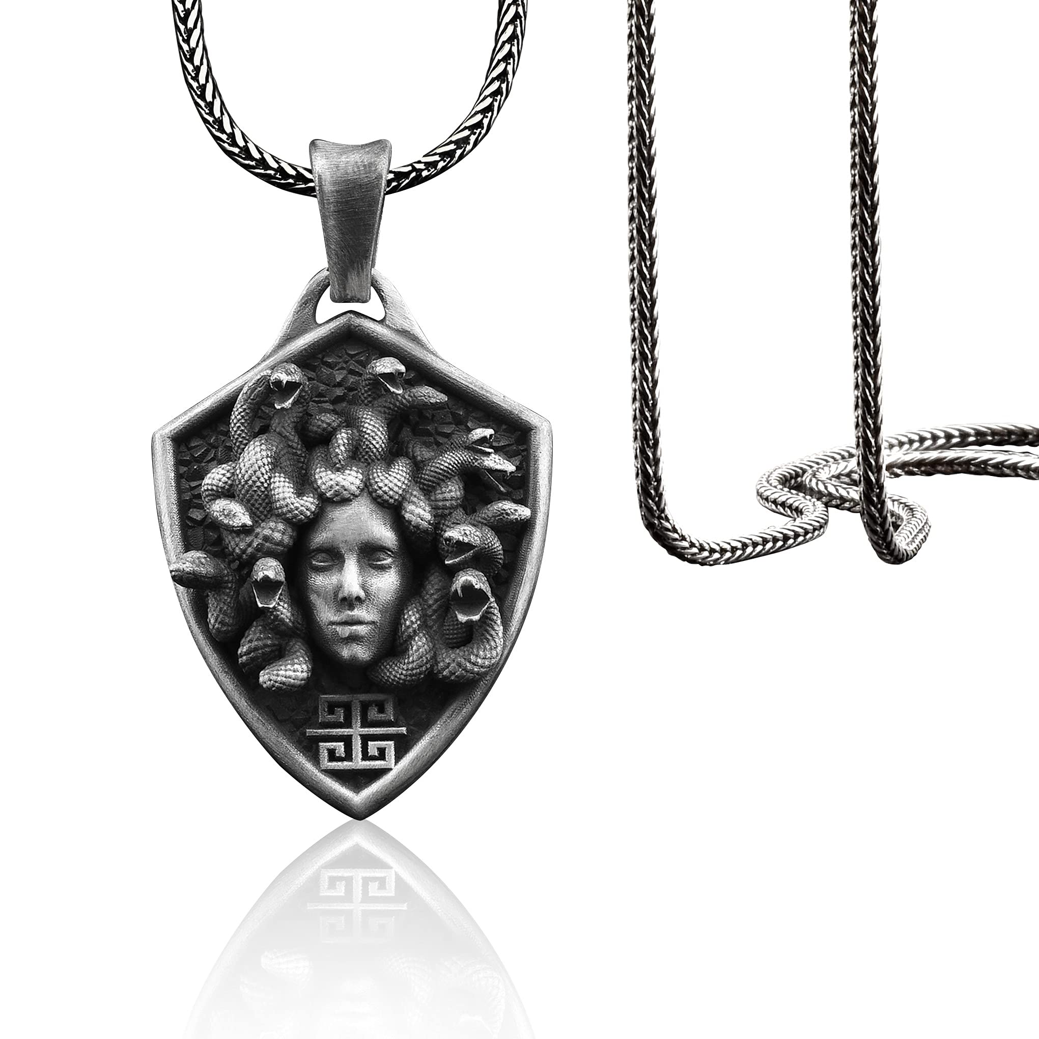 Gorgon Medusa Handmade Sterling Silver Men Charm Necklace, Greek Mythology  Medusa Jewelry, Medusa Pendant, Minimalist Mythology Men Necklace - Main Image