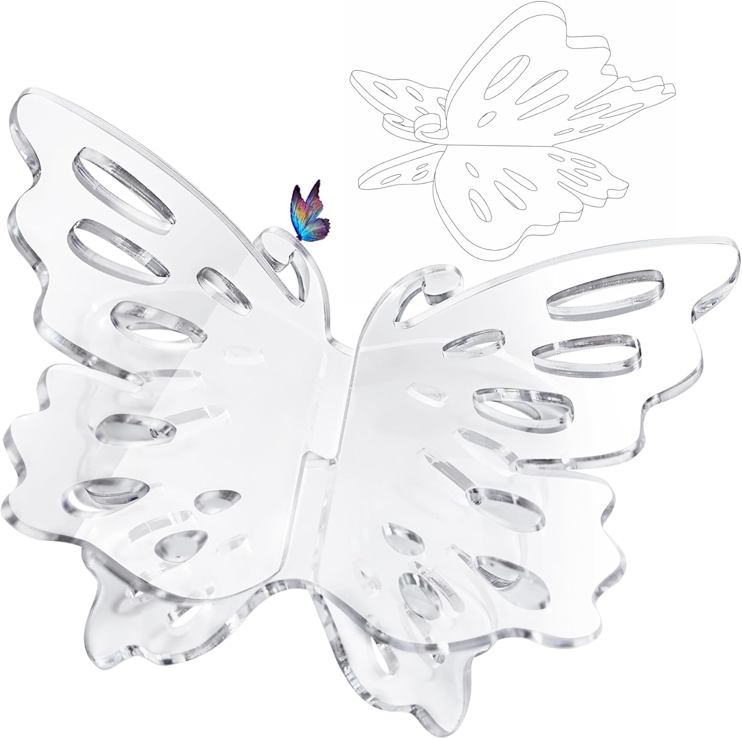 Butterfly Acrylic Book Stands - Book Holders for Magazine, Art, Cook Book, Bible Stand - Rounded Corners, Sleek Transparent - Lightweight Yet Sturdy-8mm, 12" x 7" x 5.3"