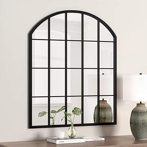 Miniatura 3 de Espejo de metal para ventana arqueada, 39.4 x 23.6 pulgadas, espejo de pared, decoración de ventana para sala de estar, dormitorio, entrada, baño,
