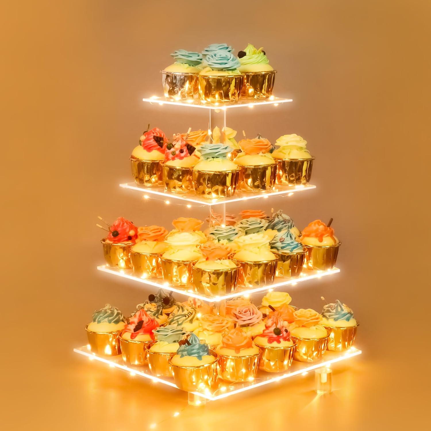 Weddingwish Pastry Stand 4 Tier Acrylic Cupcake Display Stand Cake