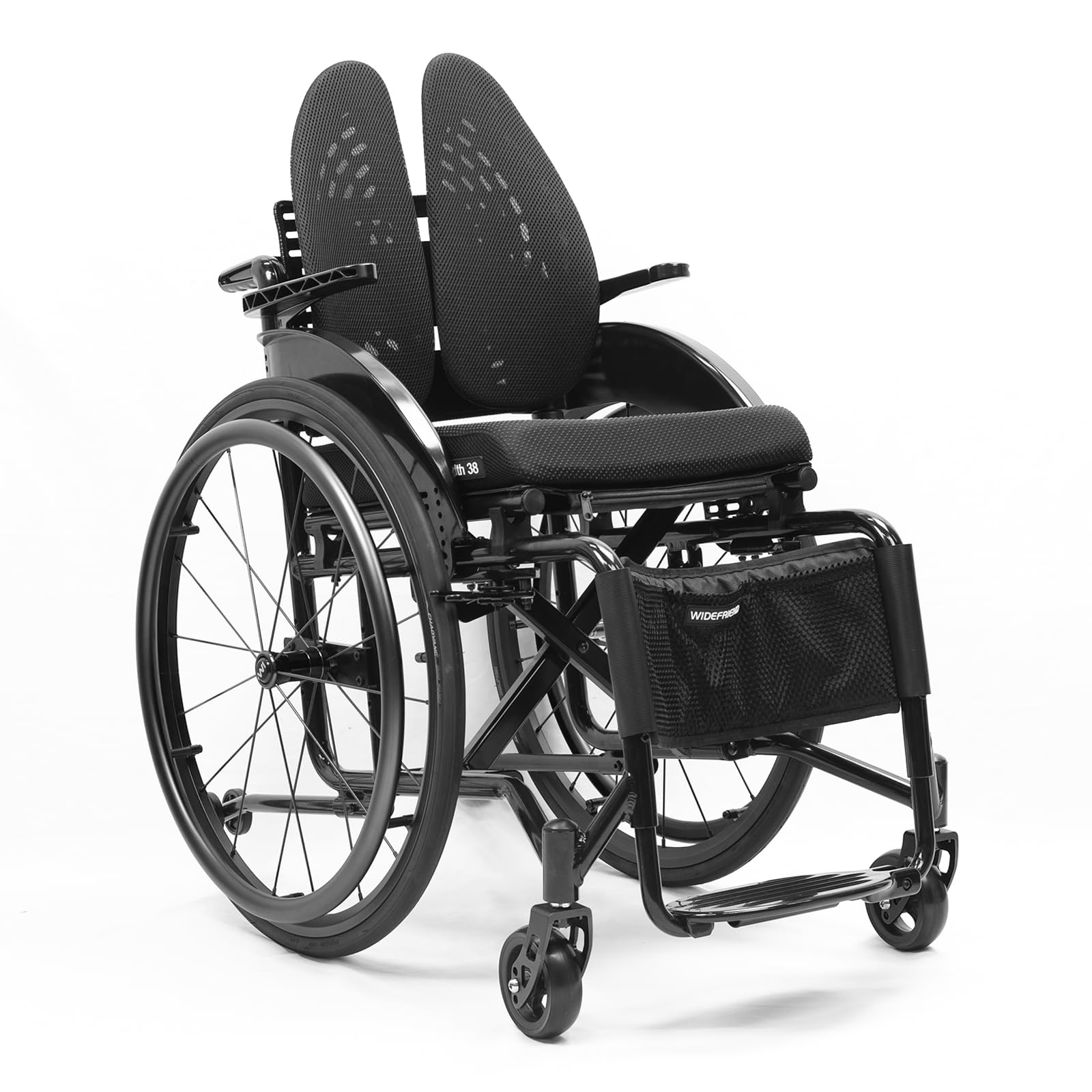 Sedia A Rotelle Sportiva Leggera Pieghevole,Sedia A Rotelle in Lega di Alluminio,Manuale semovente con bracciolo, poggiagambe oscillante,carico 100 kg(Seat Width 36cm/14.1in,Black)