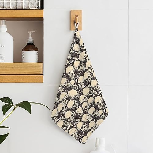 Miniatura 6 de Decorative Hand Towels for Bathroom - Retro Skull (A) Print Soft Absorbent Small Bath Hand Towels for Kitchen, Farmhouse, Spa, Hotel, Guest Tea and