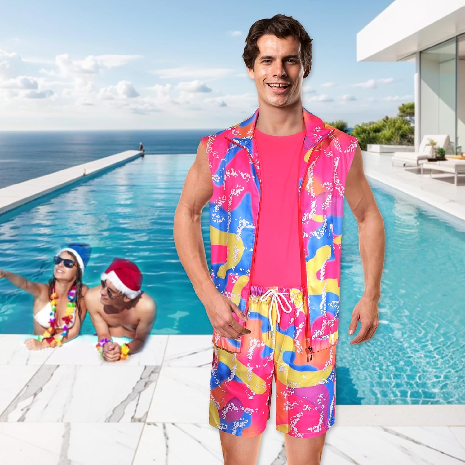 7PCS 80s Workout Costume for Men Halloween Outfits Cosplay 90s Couples Disco Suit Theme Party Cloth Set for Adult Men - Image 6