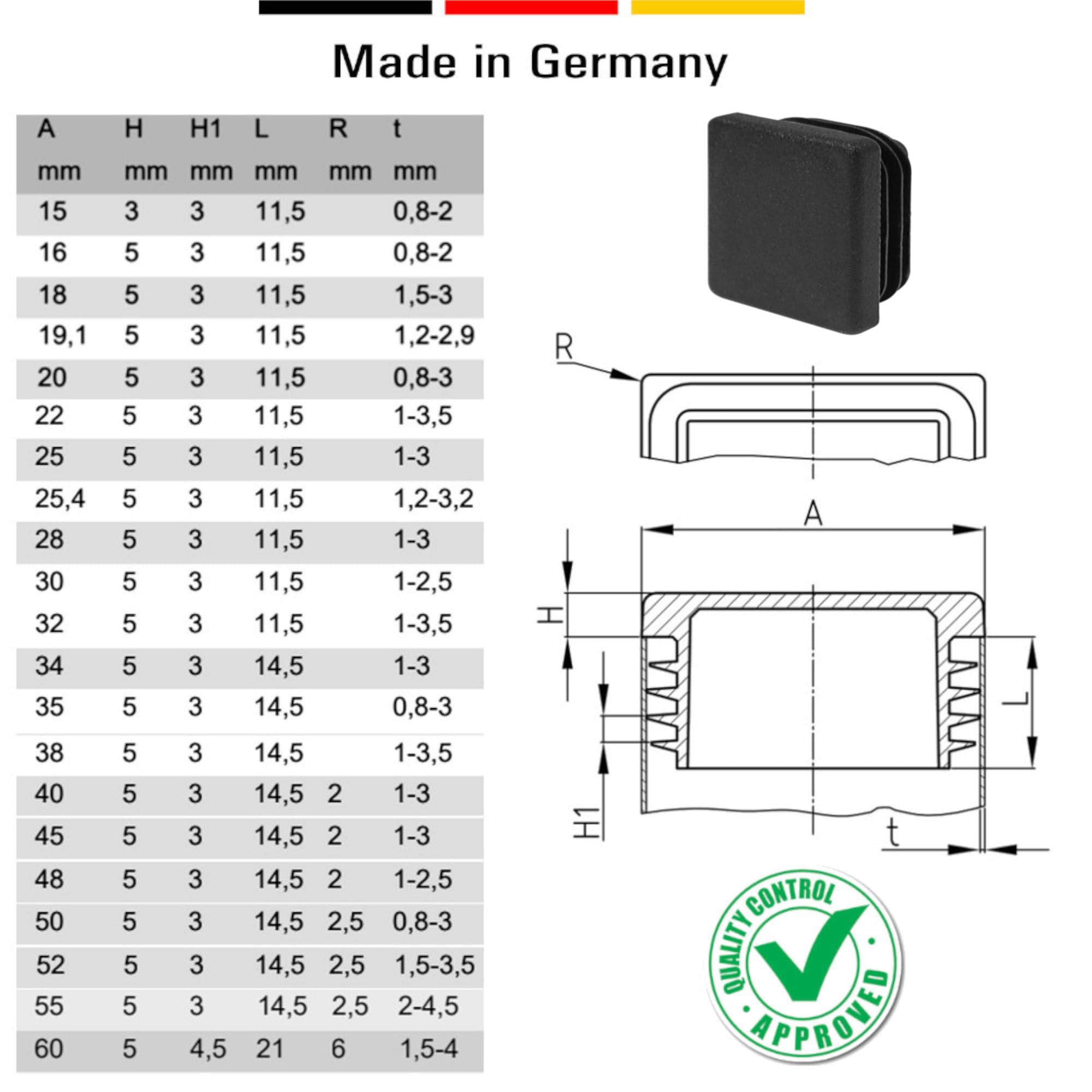 Cyclingcolors 20x Bouchon Tube Chaise Carré Embout Rentrant Blanc Incliné Pied Meuble Protection Plastique, 30x30mm