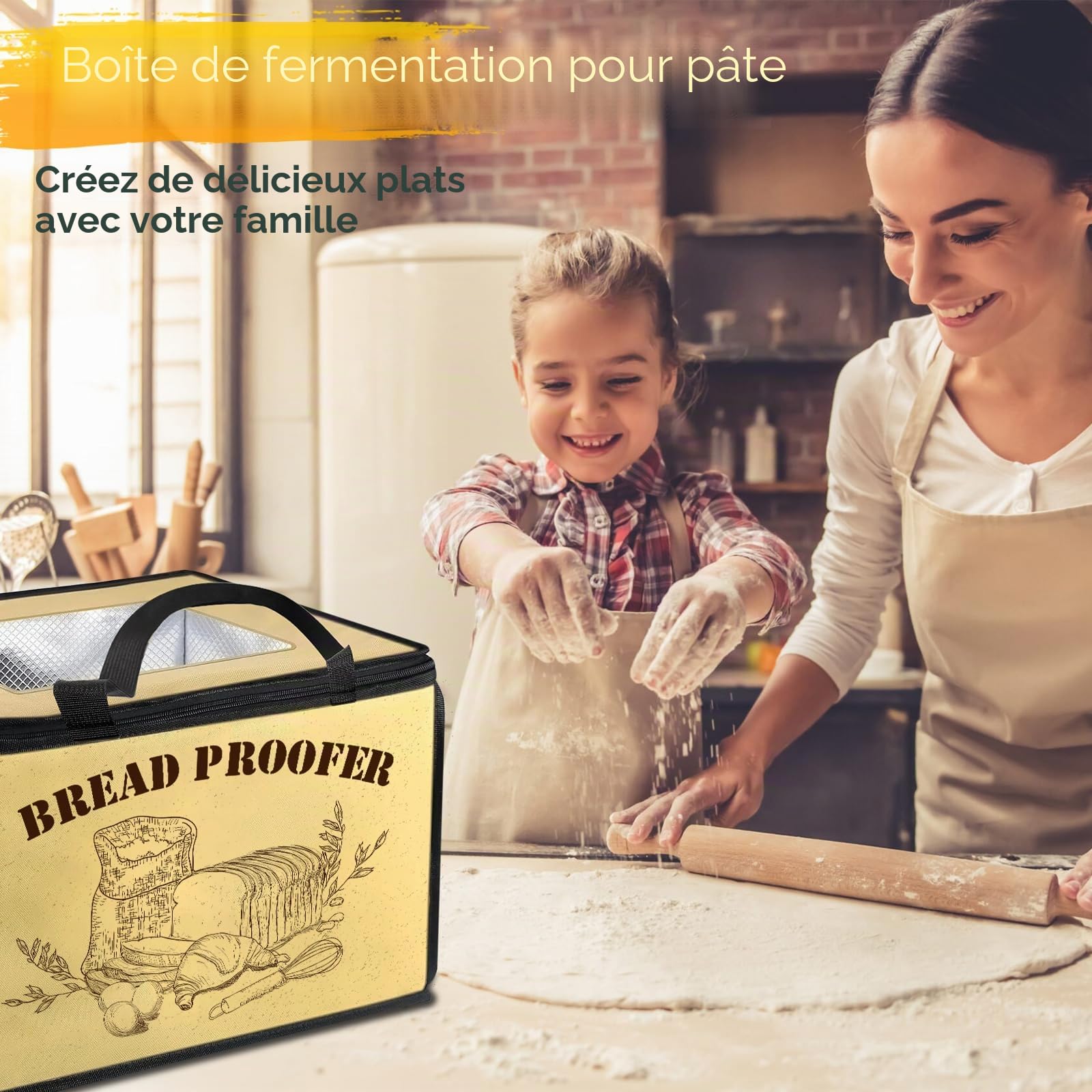 Boîte de fermentation à pain, boîte à pain électrique polyvalente avec capteur de température NTC insérable de 50~113 °F, affichage numérique, minuterie de 0 à 12 heures pour yaourtières au levain