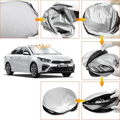 Miniatura 6 de D-Lumina Parasol para parabrisas para Kia Forte 2019-2023, plegable, bloquea los rayos UV, protector de visera frontal, accesorios interiores