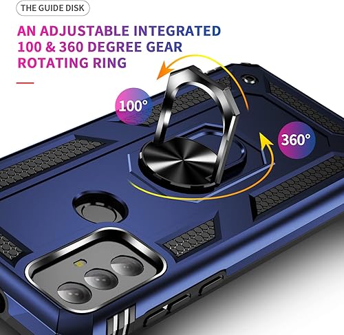Miniatura 5 de Funda de grado militar para Motorola Moto G Play 2023, anillo giratorio de metal 360 grados, soporte de soporte, armadura, resistente a prueba de