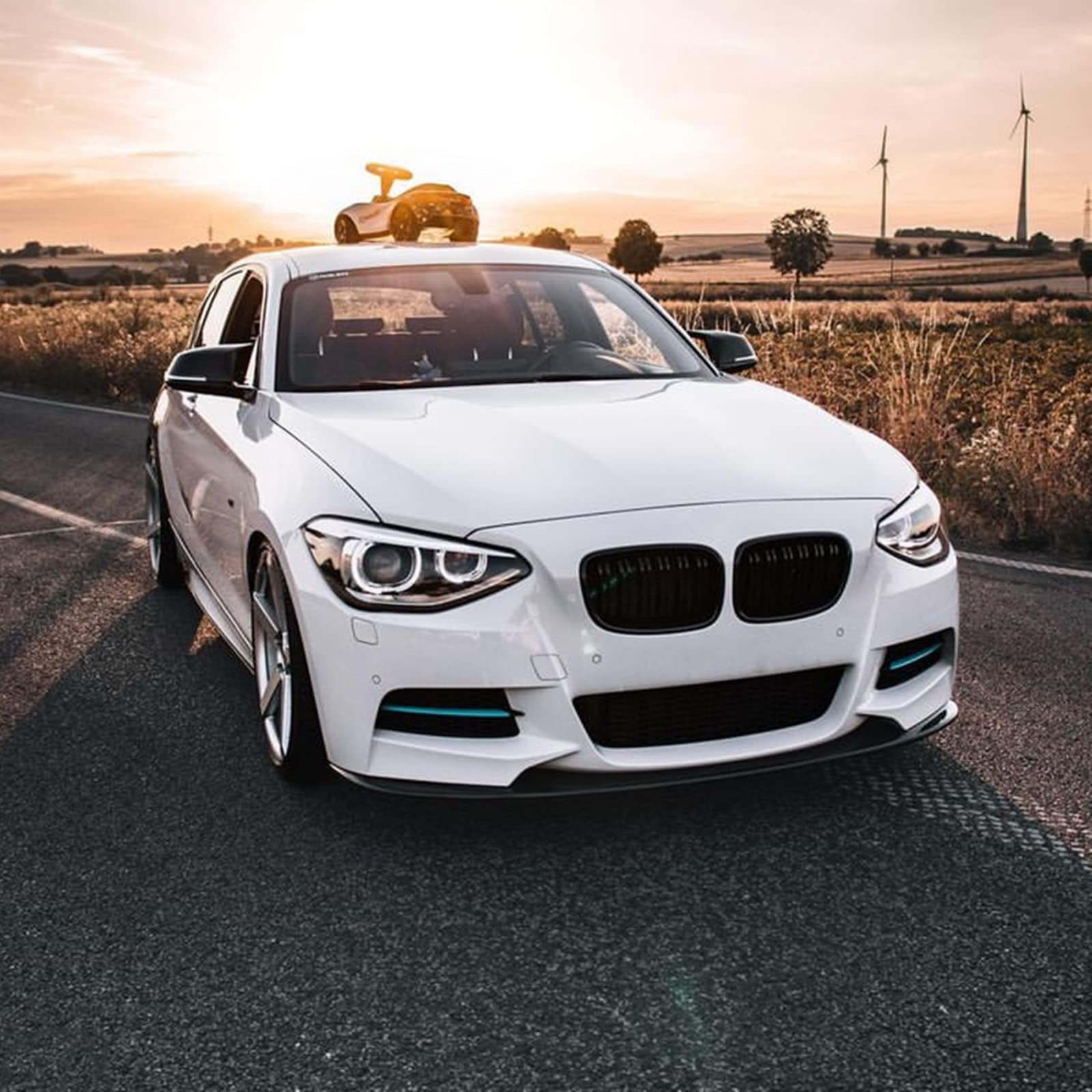 Auto Becquets Avant pour BMW 1 Series F20 F21 M 2011-2015,Lame Pare-Choc Avant Voiture Diffuseur Becquet, Gloss Black