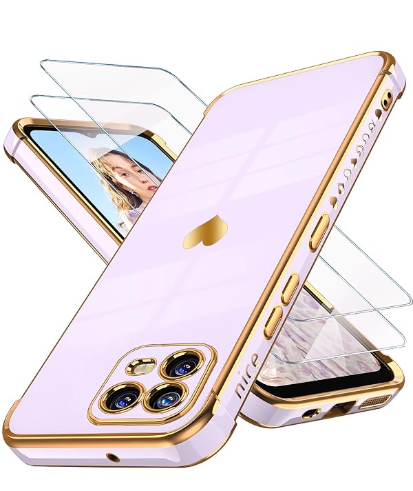 Dretal for T-Mobile REVVL 8 Pro Case with Screen Protector, for Girl Women Cute Girly Love-Heart Luxury Gold Soft Cover Camera Protection Bumper Silicone Shockproof Phone Case for Revvl 8 Pro-Purple by Dretal - Used condition - US$7.43