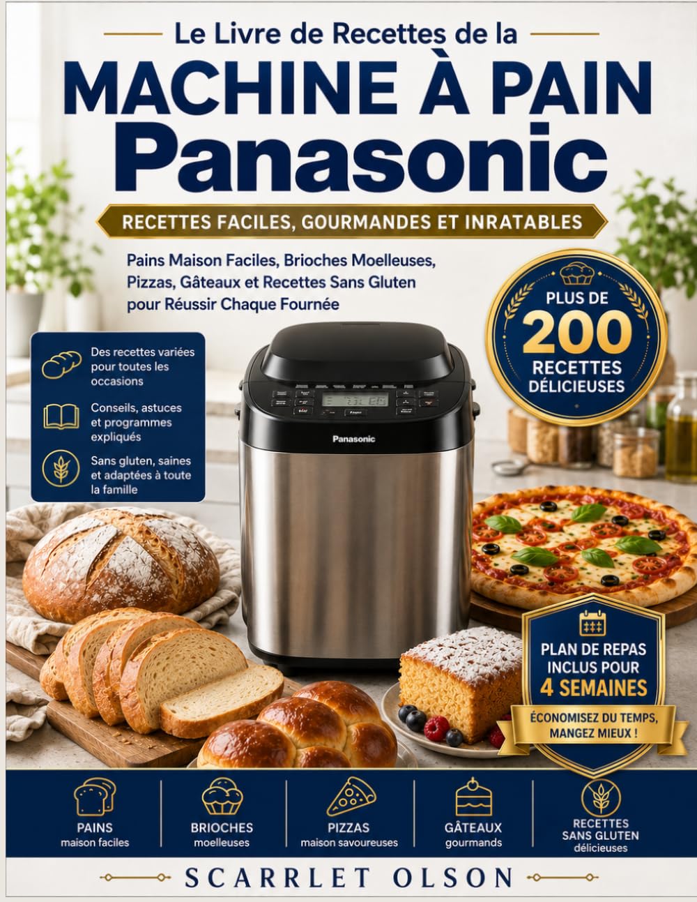 Le Livre de Recettes de la Machine à Pain Panasonic: Pains Maison Faciles, Brioches Moelleuses, Pizzas, Gâteaux et Recettes Sans Gluten pour Réussir Chaque Fournée