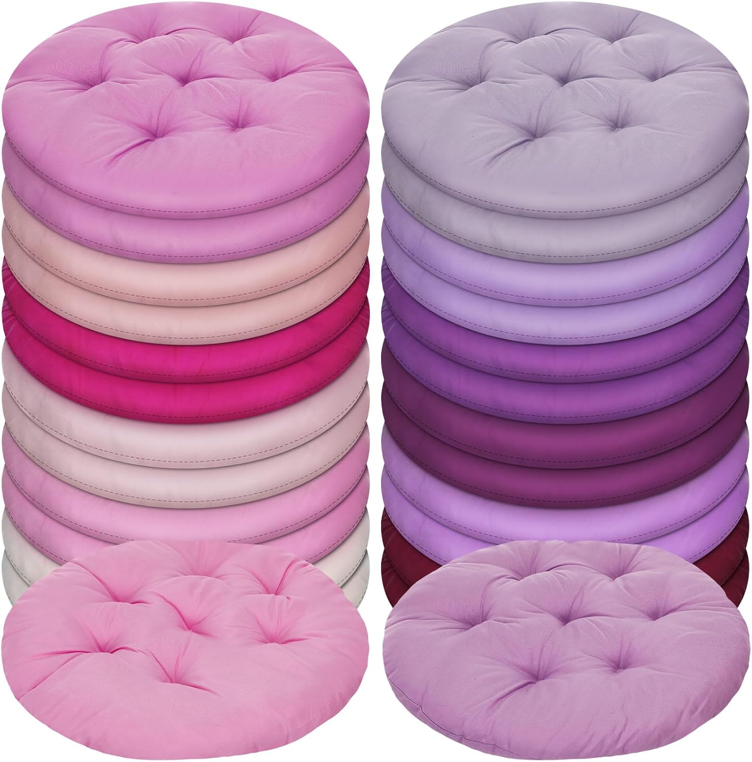 Tinideya 24 Pcs Round Floor Cushions Floor Pillows Meditation Seat Pillows Flexible Seating for Adults Kids, Chair Cushions for Classroom, Nursery, Living Room, Yoga(Medium 15.7 Inch,Pink-Purple) Pink-purple Medium 15.7 Inch