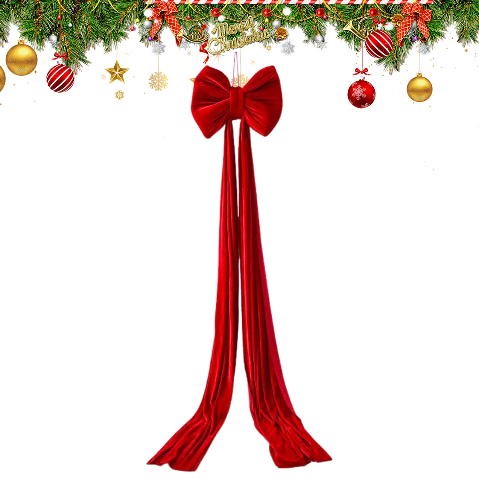 Weihnachtsbaum Schleife für die Spitze Vorgebundene Große Wiederverwendbare | Riesige Weihnachtsschleife Für Baum Für Innenbereich Zuhause Tür Vordere Treppe Hintergrund Feiertag Herbst